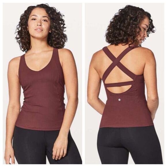 Lululemon Long Breath 2-In-1 Tank In Redwood / Auburn Size 4 - Picture 2 of 10